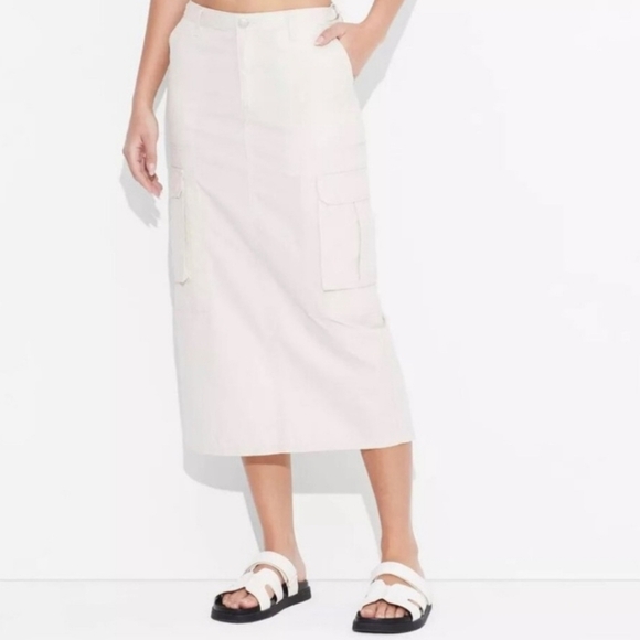 Women's Cargo Maxi Skirt Light Beige Cargo poplin Maxi Skirt - Wild Fable - S - Picture 1 of 15